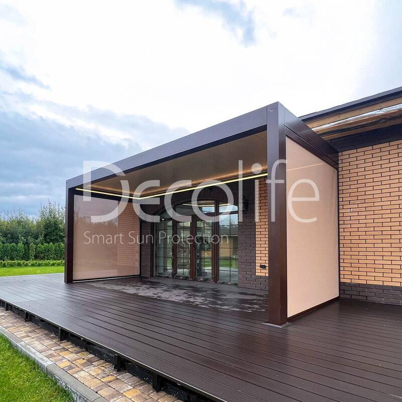Пергола биоклиматическая Decolife В500-25П + Вертикальная система Zip 100 - г.Зеленогорск