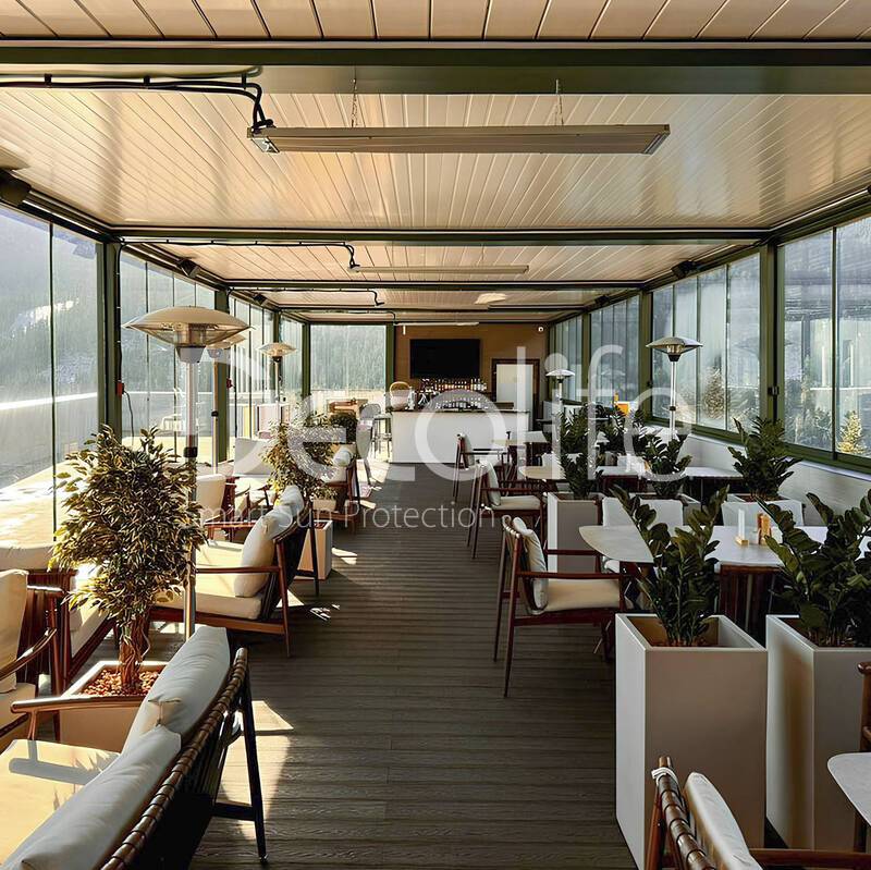 Перголы Decolife В500-25П, В600 PIR + раздвижное остекление S200 - КЧР, Архыз, Майри Парк Отель