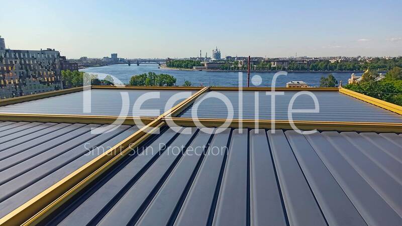 Пергола Decolife B700-25С + остекление FC58, S200 - Лаунж зона ''Яндекс'', БЦ ''Феррум''