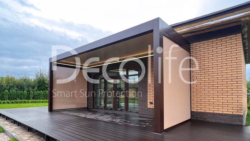Пергола биоклиматическая Decolife В500-25П + Вертикальная система Zip 100 - г.Зеленогорск