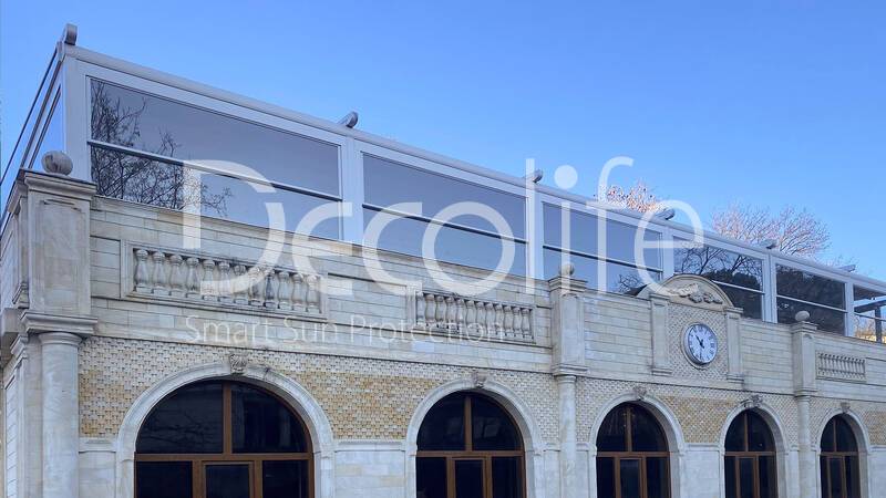 Пергола тентовая Decolife Basic&Pro New Twin + Гильотинное остекление W500 - г. Кисловодск