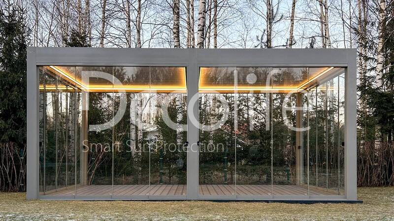 Пергола Decolife Bioclimatic B700 + Раздвижное остекление S200 - Ленинградская обл, КП Osko village 