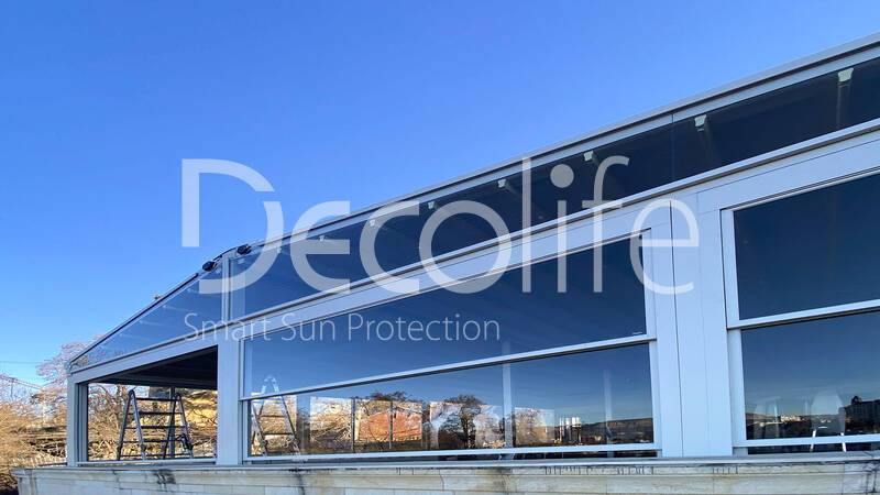 Пергола тентовая Decolife Basic&Pro New Twin + Гильотинное остекление W500 - г. Кисловодск