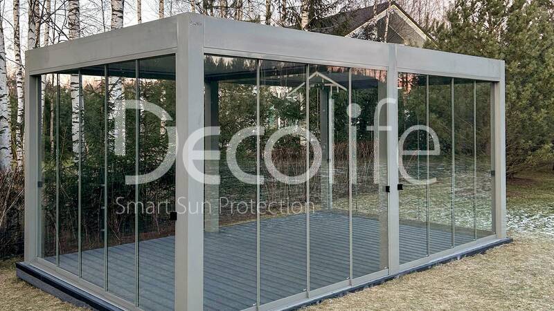 Пергола Decolife Bioclimatic B700 + Раздвижное остекление S200 - Ленинградская обл, КП Osko village 