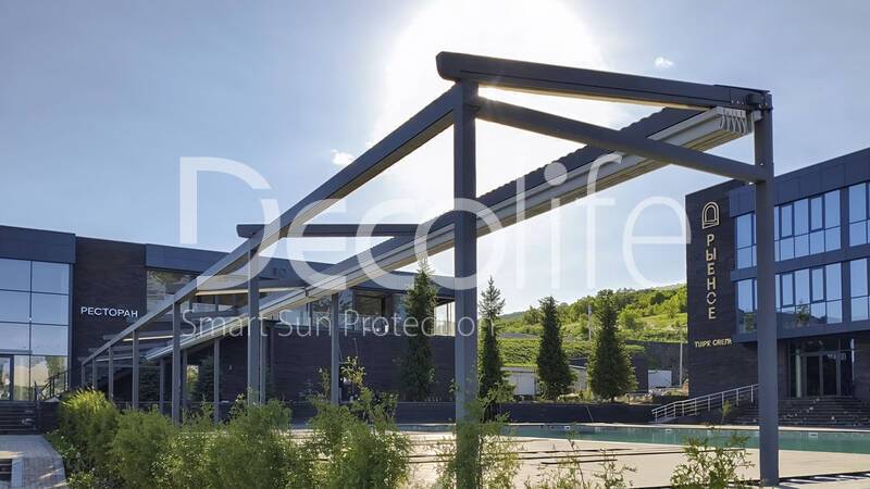 Тентовая пергола Decolife Solo Project - Саратовская обл, г. Вольск, парк-отель Рыбное