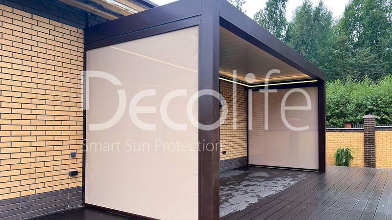 Пергола биоклиматическая Decolife В500-25П + Вертикальная система Zip 100 - г.Зеленогорск