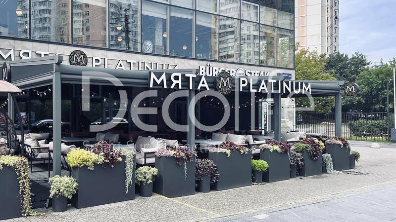 Тентовая пергола Decolife Basic Pro & New + Zip 130 - г. Москва, лаунж-бар ''Мята''