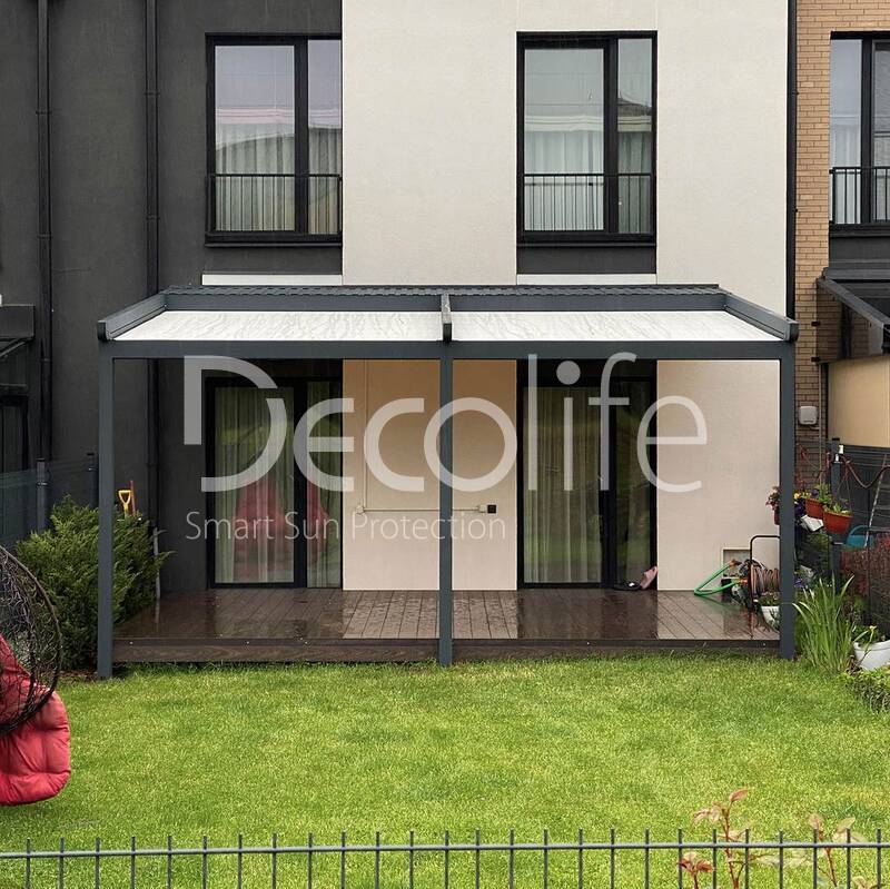 Пергола пристенная тентовая Decolife Project - ЖК ''Зеленая гавань''