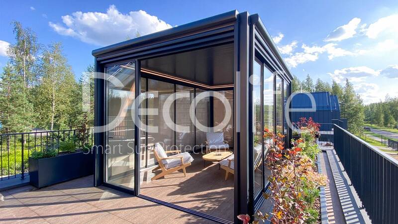 Пергола Decolife Bioclimatic + Остекление S500 - г. Минск, ЖК Зеленая гавань