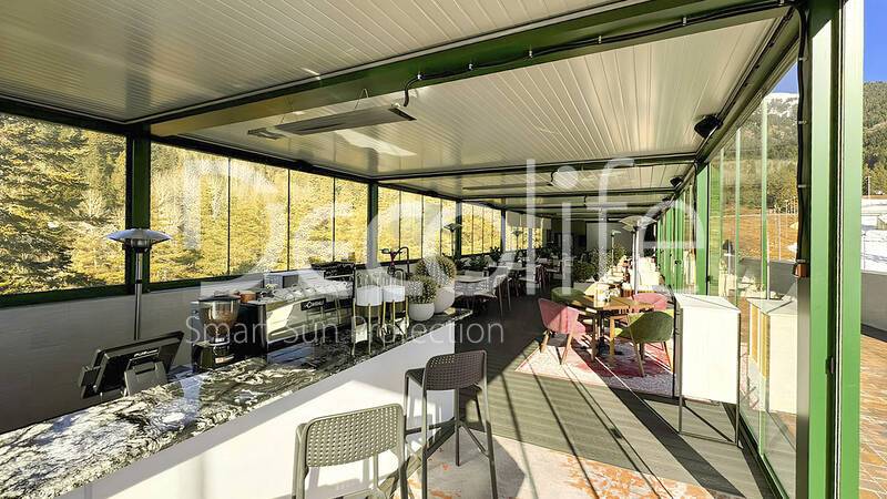 Перголы Decolife В500-25П, В600 PIR + раздвижное остекление S200 - КЧР, Архыз, Майри Парк Отель