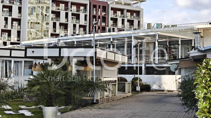 Пергола Decolife Bioclimatic B600 + Гильотинное остекление - г. Сочи, ФТ Сириус, ГК Bridge Resort