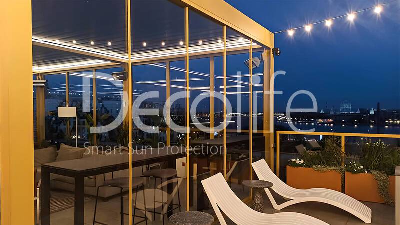 Пергола Decolife B700-25С + остекление FC58, S200 - Лаунж зона ''Яндекс'', БЦ ''Феррум''
