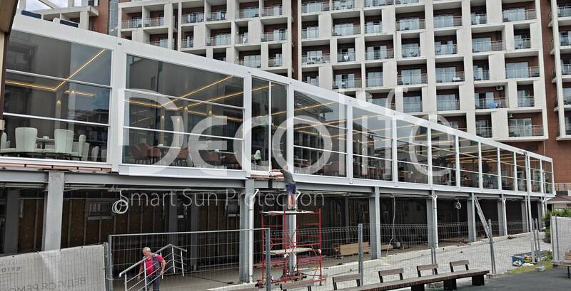 Пергола Decolife B600 PIR + Гильотинное остекление W500 - г. Сочи, ФТ Сириус, ГК Bridge Resort